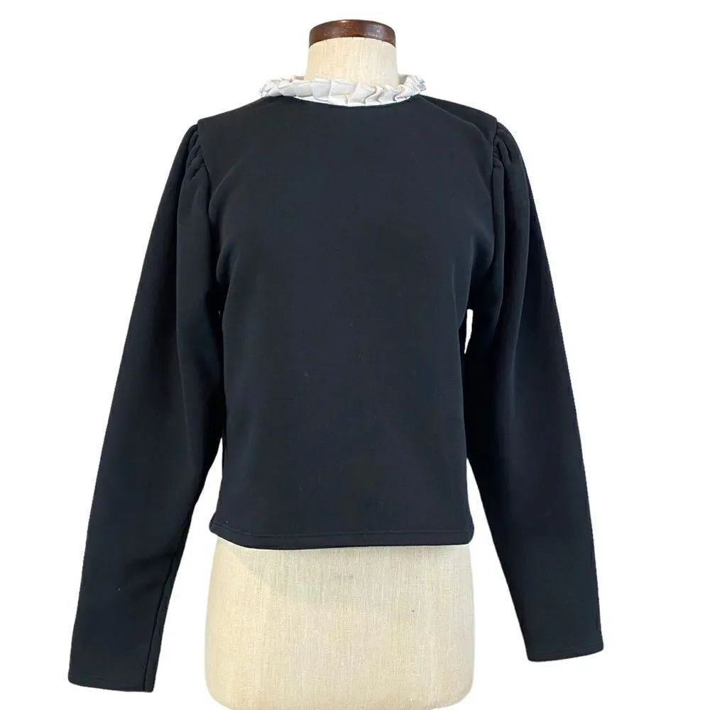 Zara puff sleeve high neck sweatshirt
